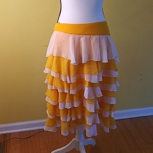 ASHRO Ruffle Yellow/White Skirt Size 12